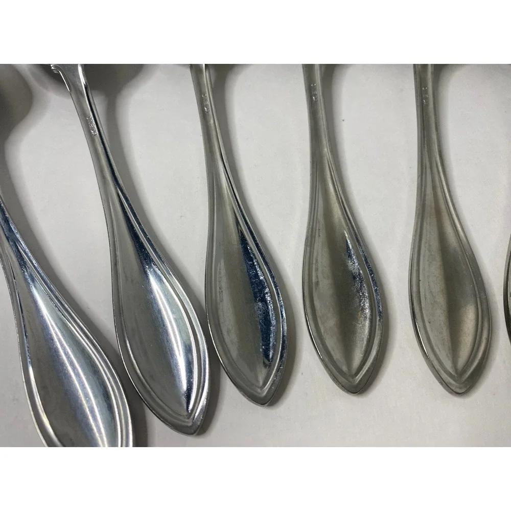 Lot of 8 Oneida Arbor-American Harmony Stainless Oval Soup Spoons 7 3/8